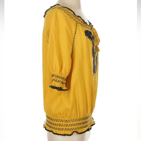 TORY BURCH Mari Peasant/Boho Top, 💯% Cotton - Picture 9 of 12